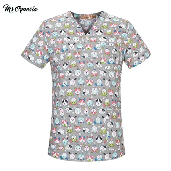

MSORMOSIA Fashion Women Short Sleeve sugery tops medical Clothes Nurse Doctor costume breathable Cotton Surgical Uniform unisex