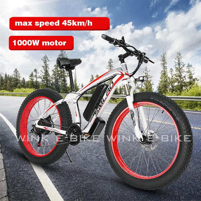 48V 1000W Bicicletta Elettrica 26 Pollici 4.0 Fat Tire Men Snow Mountain Electic Bike 20Ah Batteria Bicicleta Electrica Adult Beach Ebike