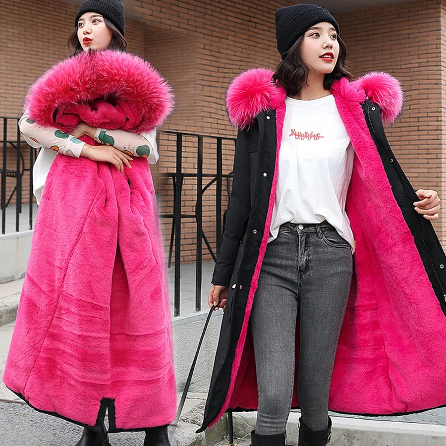 Goede Winterjas vrouwen 2019 Grote bontkraag capuchon omlaag katoen sustans lange jas vrouwelijke parka uitloper plus size jaquetas feminina