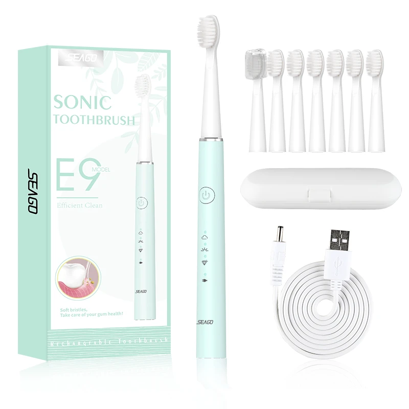 SEAGO Electric Toothbrush E9 Sonic Rechargeable Travel Waterproof Tooth Brush Buy 1 Get 1 Free 5 Mode Deep Clean Whiten Gift SEAGO Electric Toothbrush E9 Sonic Rechargeable Travel Waterproof Tooth Brush Buy 1 Get 1 Free 5 Mode Deep Clean Whiten Gift