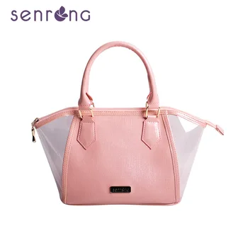 

2020 Summer New Sweet Lady Transparent Fashion Female Bag High-end Dumpling Type PU Female Bag Pink Portable Dumpling Bag