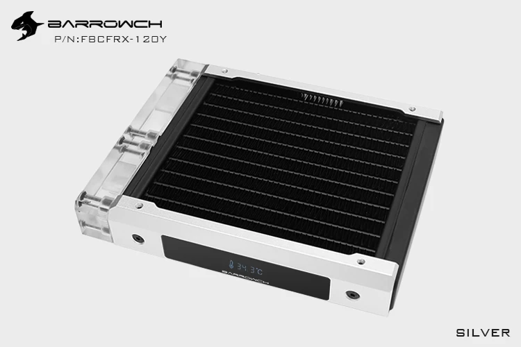 Barrowch модульный медный радиатор моддинг ряд+ монитор температуры OLED дисплей для 120 мм вентилятор Хамелеон рыба FBCFRX-120 - Цвет лезвия: Acrylic Silver