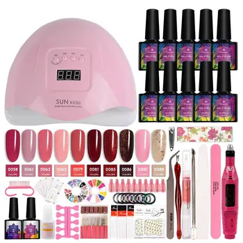 

Manicure Set Nail Polish Kit 8 Colors Gel Nail Set 80W/36W UV Lamp Nail Art Tips Nails Accessories With Nail Drill
