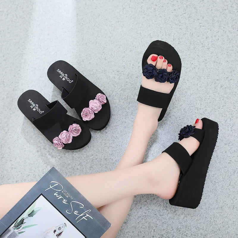 

Seaside Holiday Sweet Sandals Summer Extra High Anti-slip Sandals Women's High-Heel Holiday Beach Slippers Women's