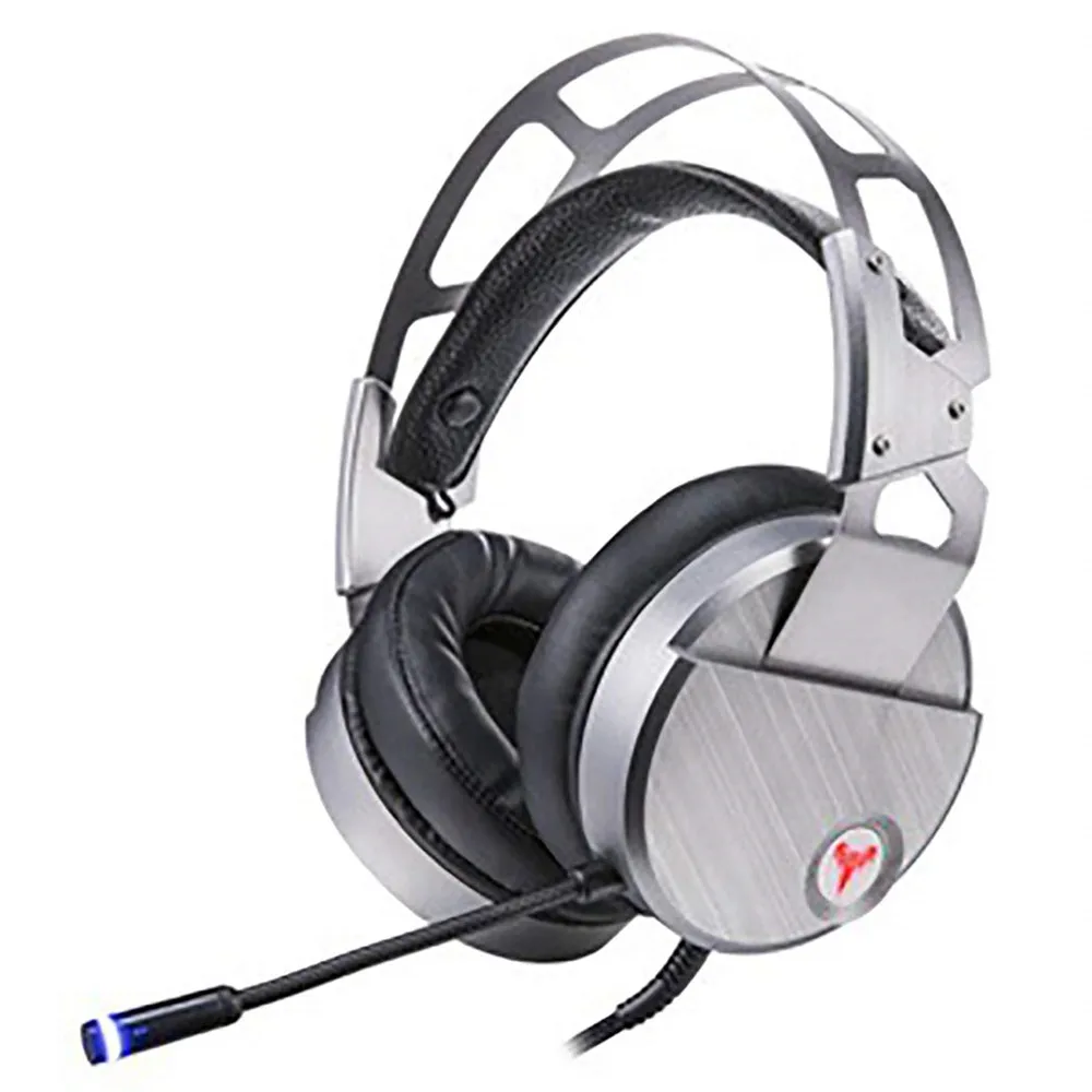 HYASIA PC Игровые наушники Casque 7,1 канальный звук USB Проводные Наушники Компьютерная гарнитура ПК шумоподавление с микрофоном регулируемый - Цвет: Серебристый