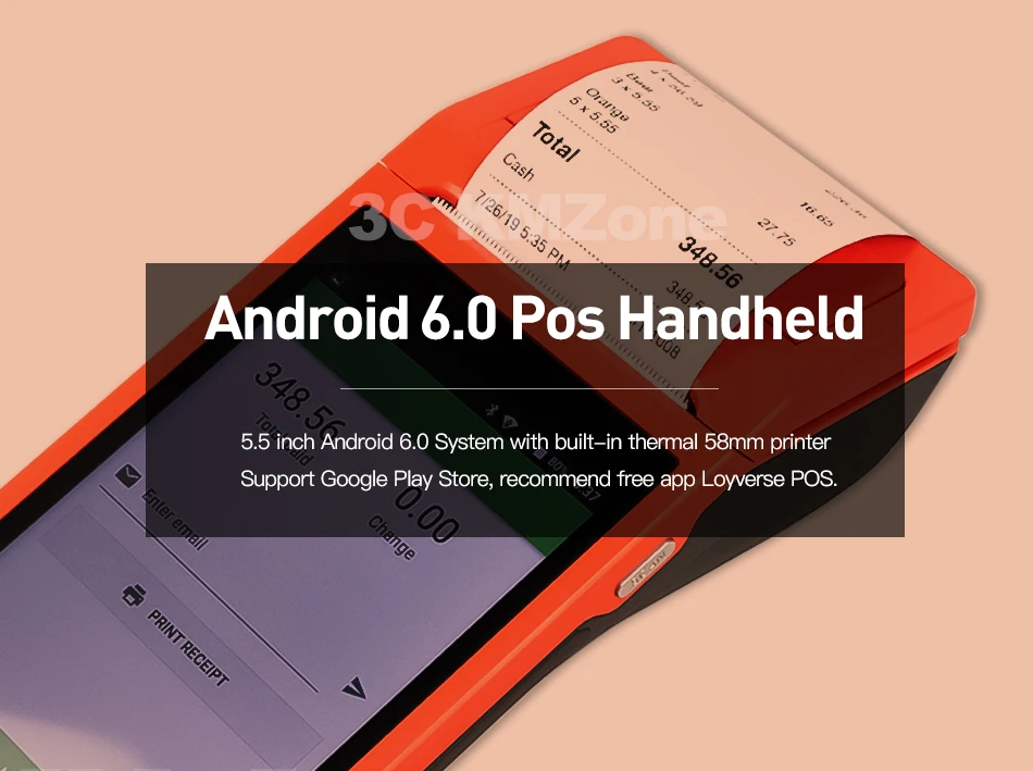 Android POS Терминал КПК Штрих-Кода Камера Считывания 1D 2D QR-Сканер Беспроводная Связь Bluetooth Wi-Fi функция Встроенный Термопринтер