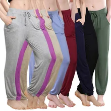 Удобные спортивные штаны для женщин с высокой талией и эластичной талией, штаны для бега, шаровары, одежда для активного отдыха, домашняя одежда, свободные штаны-шаровары из хлопка
