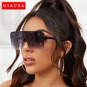 

2020 Luxury Gradient Sunglasses Women Fashion Brand Designer Sun Glasses Rimless Oversized Frame Female Shades UV400 Zonnebril
