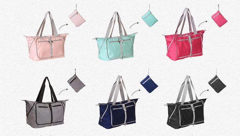 New High Qaulity Nylon Travel Bag Women Foldable Waterproof Duffel Bags Travel Organizer Large Capactiy Luggage Bags Pink Girl Fashion Shopping Tote Functional Luggage Travel Bag Portable Shoulder Bag