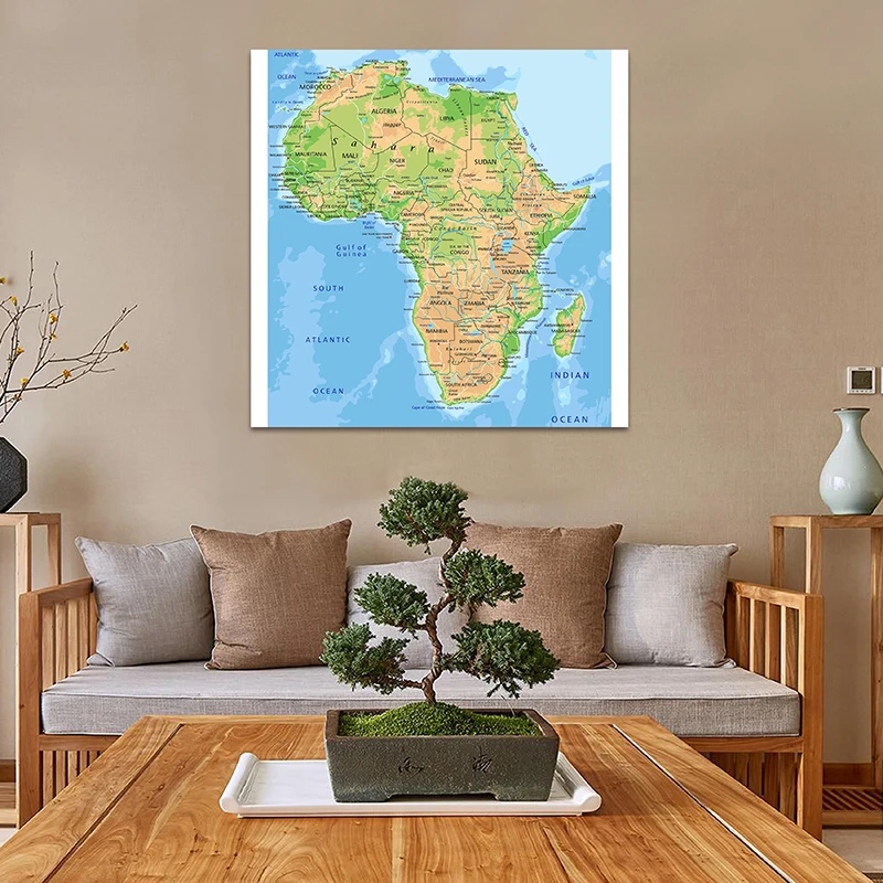 150*150Cm The Africa Mappamgrafica 2016 Versione Art Poster Non Tessuto Tela Pittura Casa Soggiorno Decor Studio Forniture