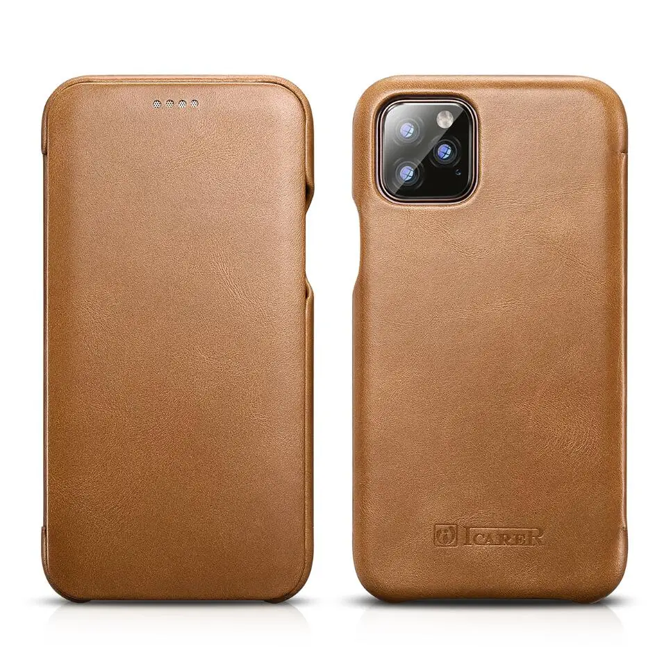 ICarer Роскошный кожаный флип-чехол для iPhone 11 Pro Max 5,8 6,1 6,5 XS XR чехол из натуральной кожи