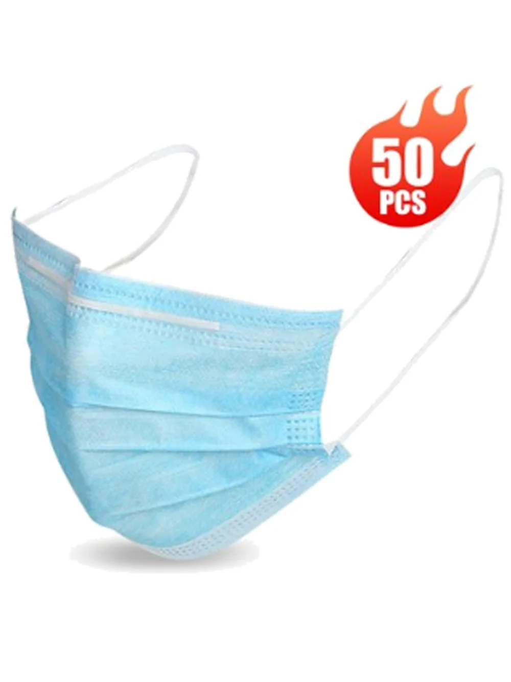 

50Pcs Face Masks Ear Loops Disposable Non-Woven Daily Care Masks Dust Safety Mask