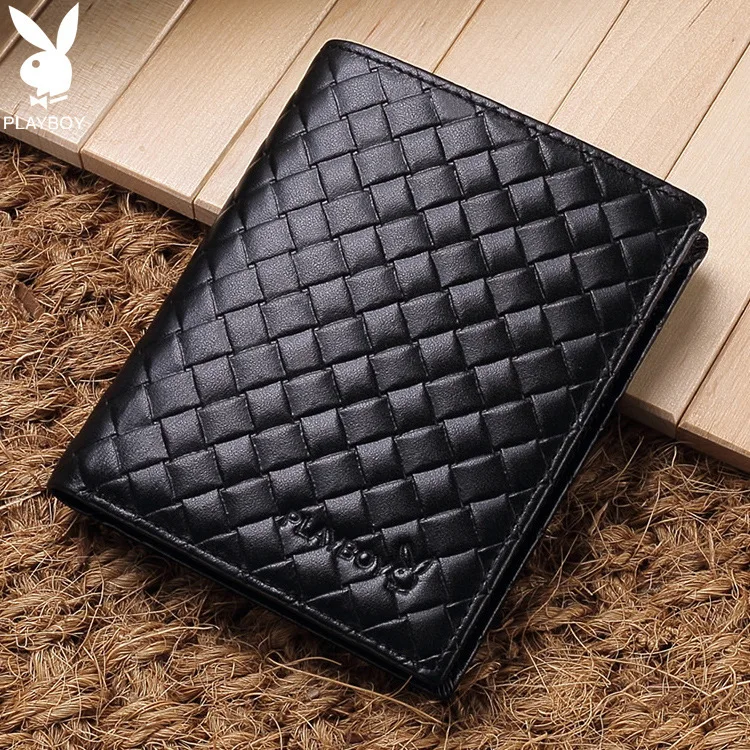 

PLAYBOY Wallet Men's Short Brand New Style Fashion Casual Wallet First Layer Cow Leather Wallet Business Youth