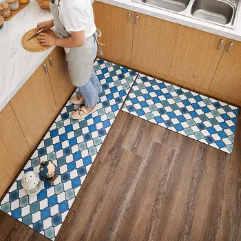 

Nordic kitchen floor mat PVC leather Anti-skid and anti-oil floor mat Waterproof entrance door mat for bathroom custom made rug