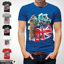Футболка с надписью «LONDON ENGLAND»; модная футболка с надписью «UNION JACK»; Цвет Синий
