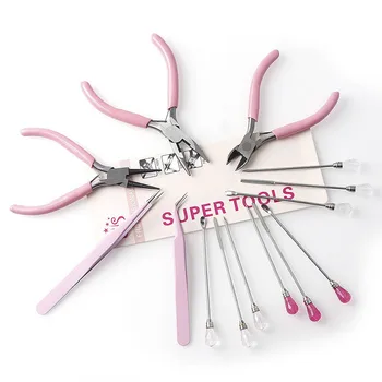 

Pink Color DIY Jewelry Making Pliers Tweezers Tool Muddler Poke Needle Spoon Tool Set For Silicone Resin Mold Jewelry Making