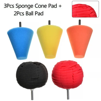

5pcs Burnishing Foam Sponge Polishing Pad Cone-shape Wheel Hubs Disk Car Polisher Tyres Wheel Hub Tool Polishing