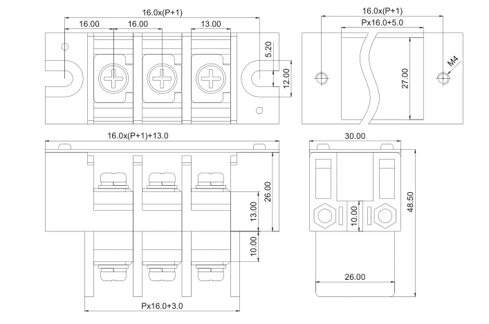 KF47SS 16,0 2P~ 12P PCB разъем барьер клеммный блок 16,0 мм 2PIN~ 12PIN 50A/600V Феникс контакт DEGSON