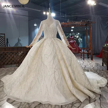 شراءHTL1920 فاخر جميل مطرز بالخرز فستان الزفاف 2020 كم طويل زين فستاين سهرة/فساتين الحفلات كريستال عميق رقبة V