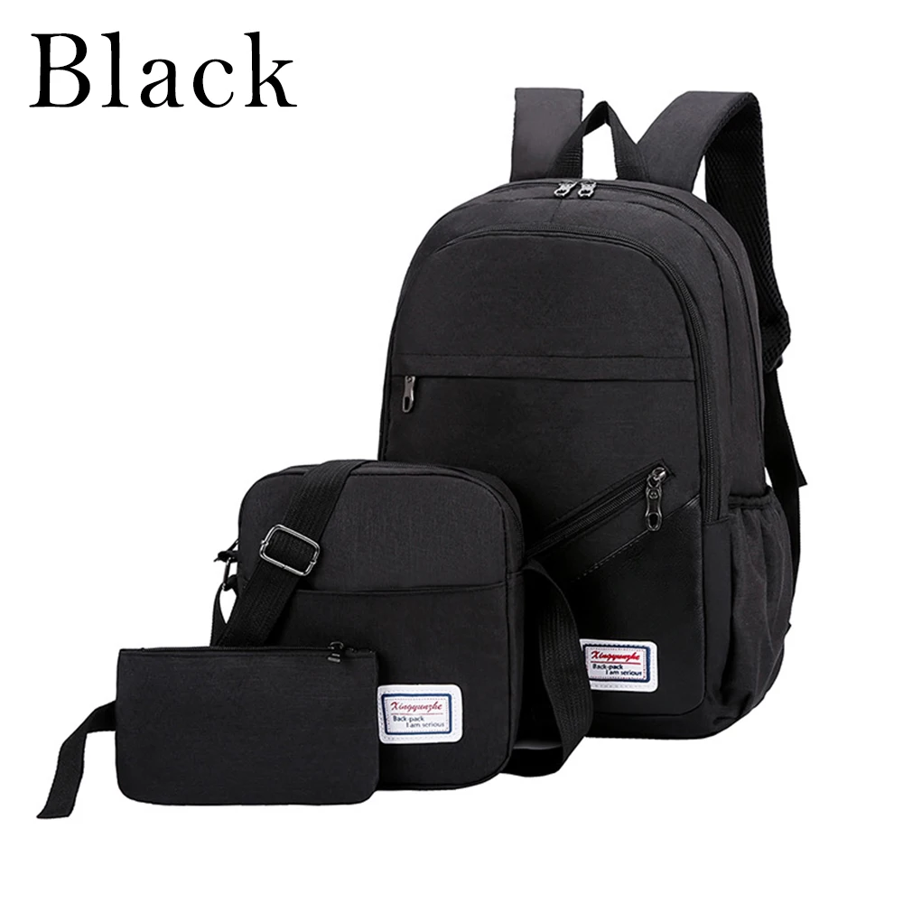 USB Charging Canvas Backpack 3 Pcs/set Women School Backpacks Schoolbag For Teenagers Man Student Book Bag Boys Satchel