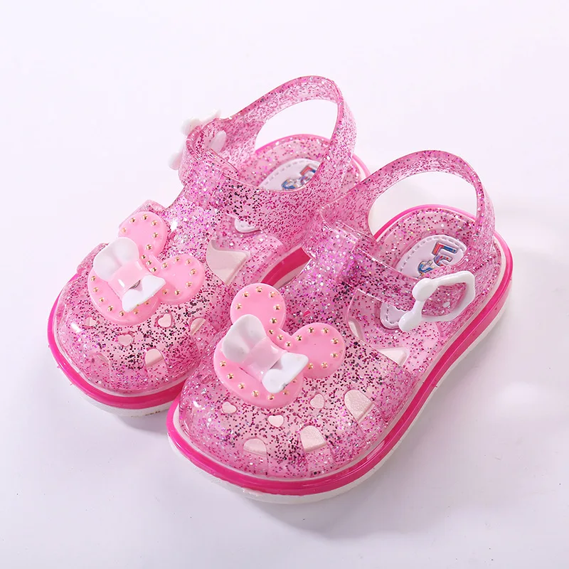 

Fashion Summer Children's Beach Sandals Bow-knot Cartoon Mouse Sequined Beading Covered-toes Girls Flats Kids Toddler Baby Shoes