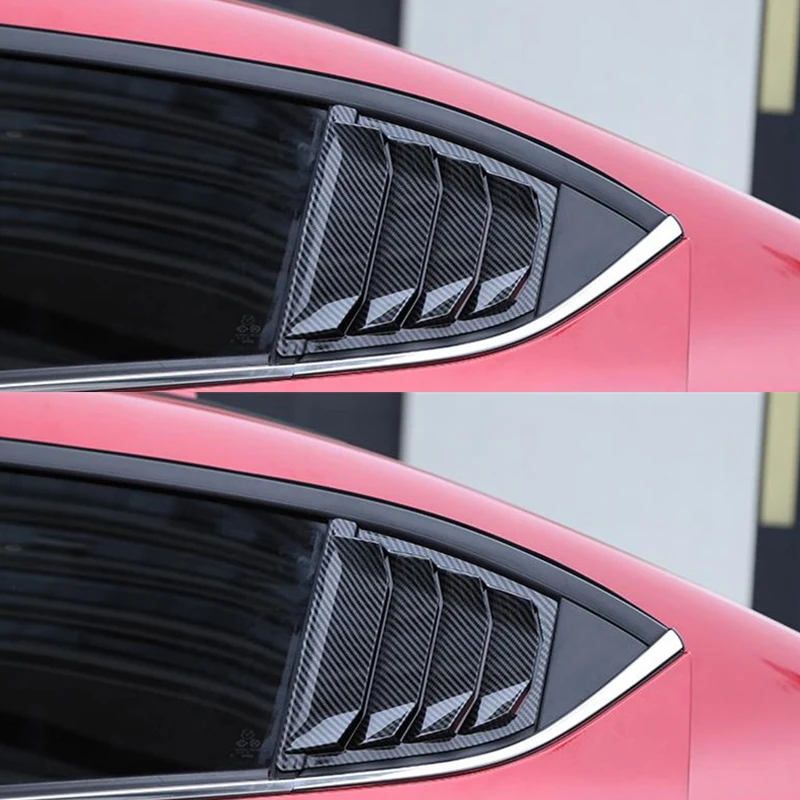 Для Mazda3 окна-оттенки 2 шт./компл. ABS углеродного волокна зерна Защита от солнца на заднее стекло авто затвора с опорой для украшения затвора крышка- M3