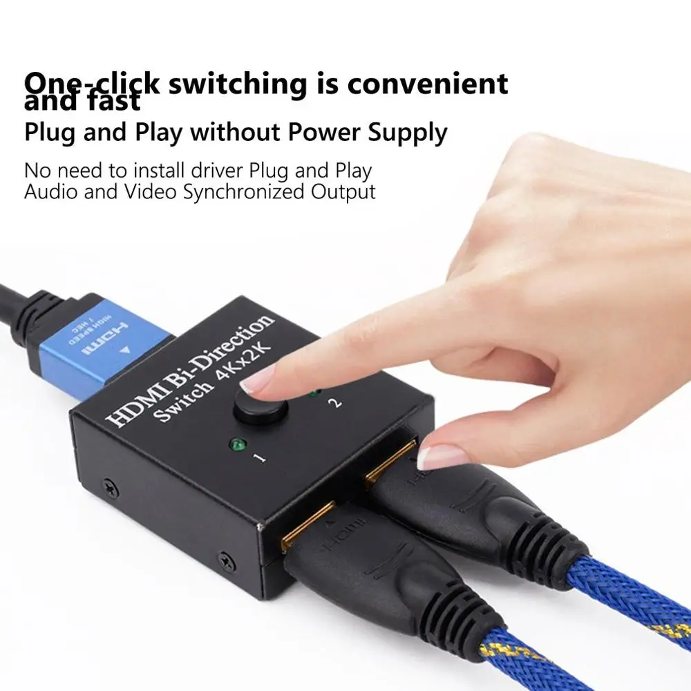 Full Hd Hdmi разделитель 4K высокой четкости разделитель экрана Hdmi разделитель экран мини Hdmi 1080P Hd черный
