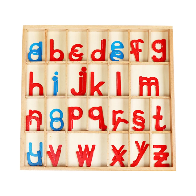 Children Montessori Language Educational Toys Instructions Activity Boxed Letter Blanket Wooden Blue Red English Alphabet Toys 2