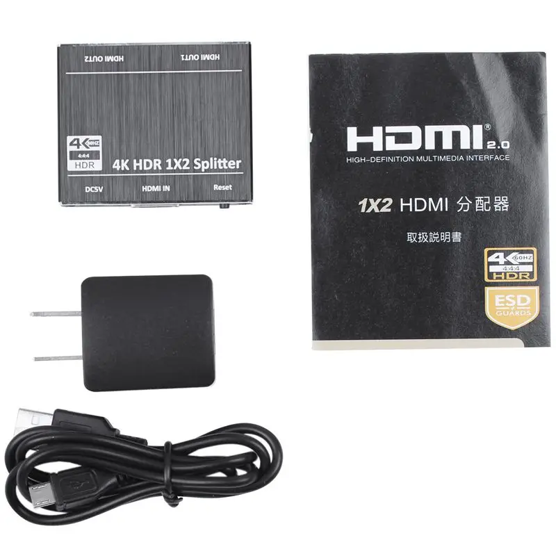 1 в 2 Выход HDMI разделитель ter 4K HDCP 2,2 1080P видео HDMI переключатель усилитель раздельный США штекер