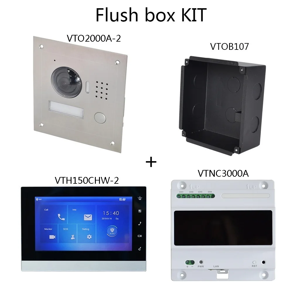 Flush box KIT black DH логотип мульти-Язык 2-проводной IP видео домофон комплект включает в себя VTO2000A-2 поверхности коробка или флеш ящик, VTH1550CHW-2, VTNC3000A - Цвет: Flush box KIT black