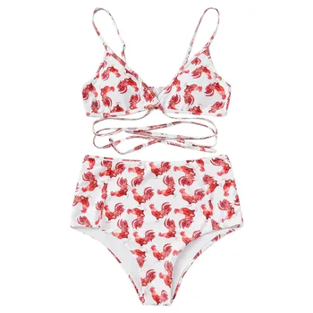 

Women Beachwear Swimming Suit Print Bandage Bikini Push-Up Pad Swimwear Swimsuit Femme Beachwear Set #5.9