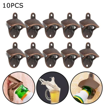 

10 Pieces Zinc Alloy Wall Mount For Beer/Wine Soda Bottle Cap Opener With Screws Suitable For All Types Of Crown Top Bottle