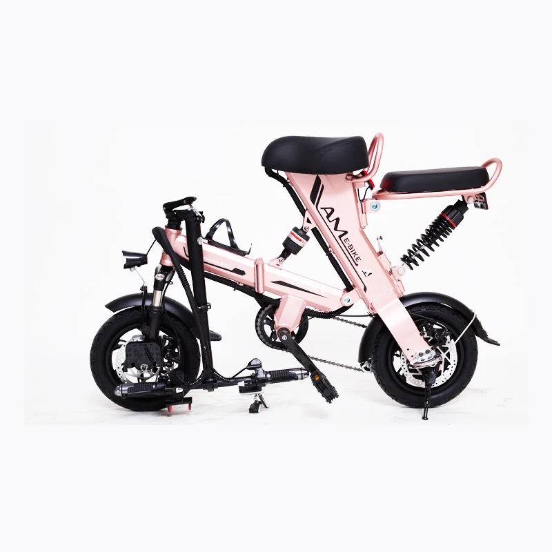 12-inch double folding, high endurance, multi-color lithium battery electric power portable bicycle for mother