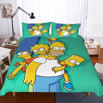 

3d Cartoon Simpsons Bedding Set Children's Bedroom Decorative Pillowcase Single and Double Full Queen King Down Quilt Cover 2/3