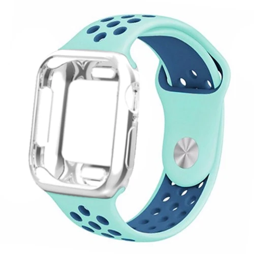 green blue 9 Чехол для Apple Watch band 4 ремешка 42 мм/38 мм iwatch 3 диапазона 44 мм/40 мм correa силиконовый спортивный браслет наручные часы серии 2/1 - Цвет ремешка: green blue 9