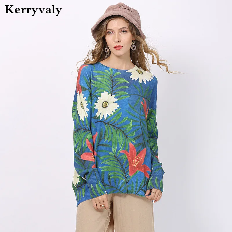 

New Style Pullover Digital Printing Loose-Fit Sweater Sueter Mujer Invierno 2020 Long Sleeve Green Sweater Plus Size Tops D6326