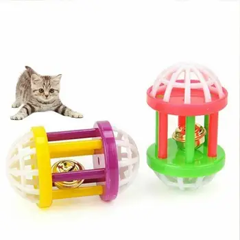 

Color Random 1pcs Plastic Cat Toy With Dumbbell Jingle Cute Pet Dog Cat Training Sound Toy Small Pet Scratching Toy