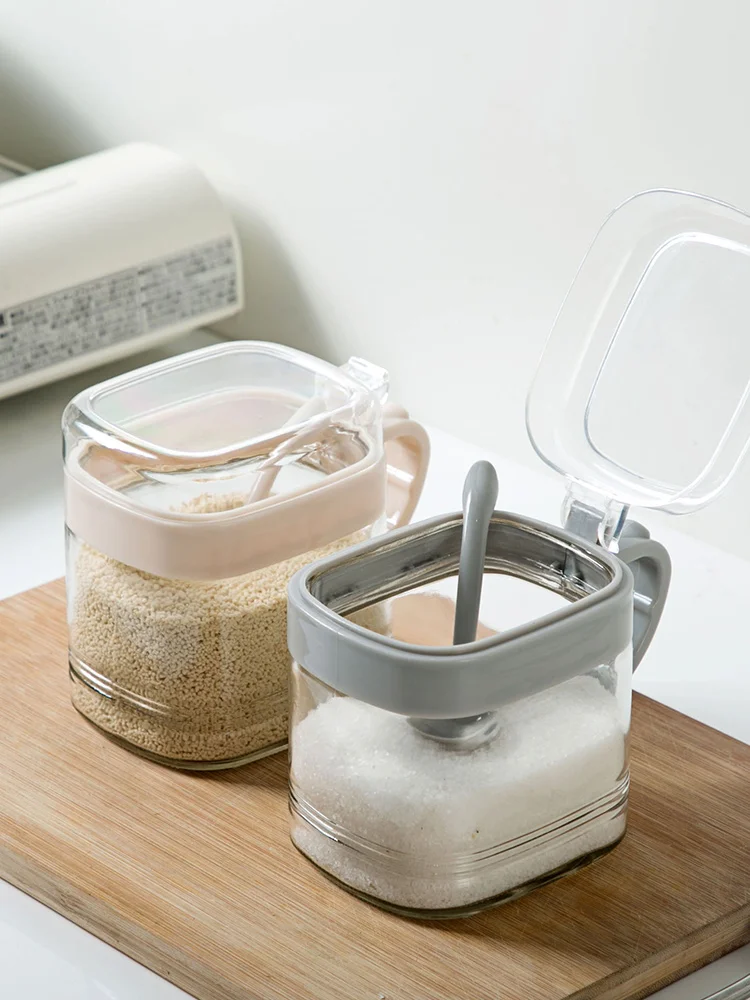 High Quality PP Glass Seasoning Box Salt Tank Kitchen Supplies Condiment box | Дом и сад