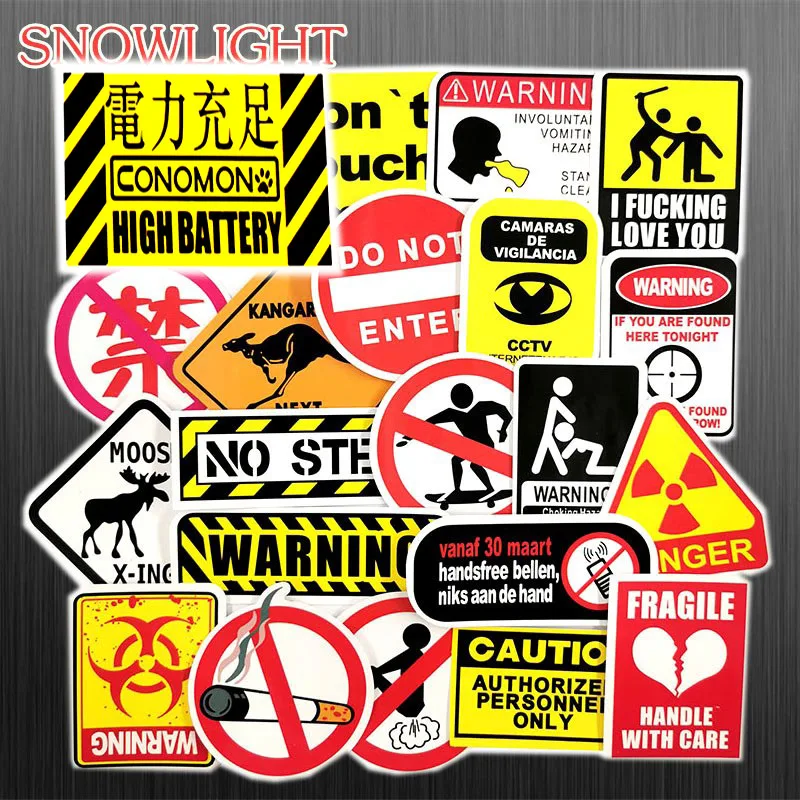 Hot 50 Pcs/Set Graffiti Sign Stickers Warning And Logo For Luggage Laptop Toy Phone Car Notebook PVC Waterproof Cool Sticke