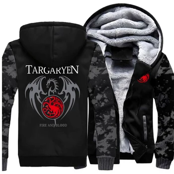 

Game Of Thrones Hoodie Men Dragon Dracarys Printing Jacket Winter Fleece Warm Sweatshirt Zipper Pullover Harajuku Streetwear Top