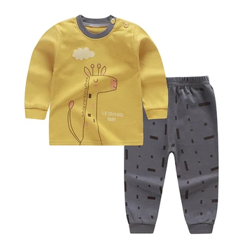 

2020 Autumn Spring Cartoon Print Baby Pajamas Sets Cotton Boys Sleepwear Girls Long Sleeve Tops+Pants 2pcs 0-2 Years Old