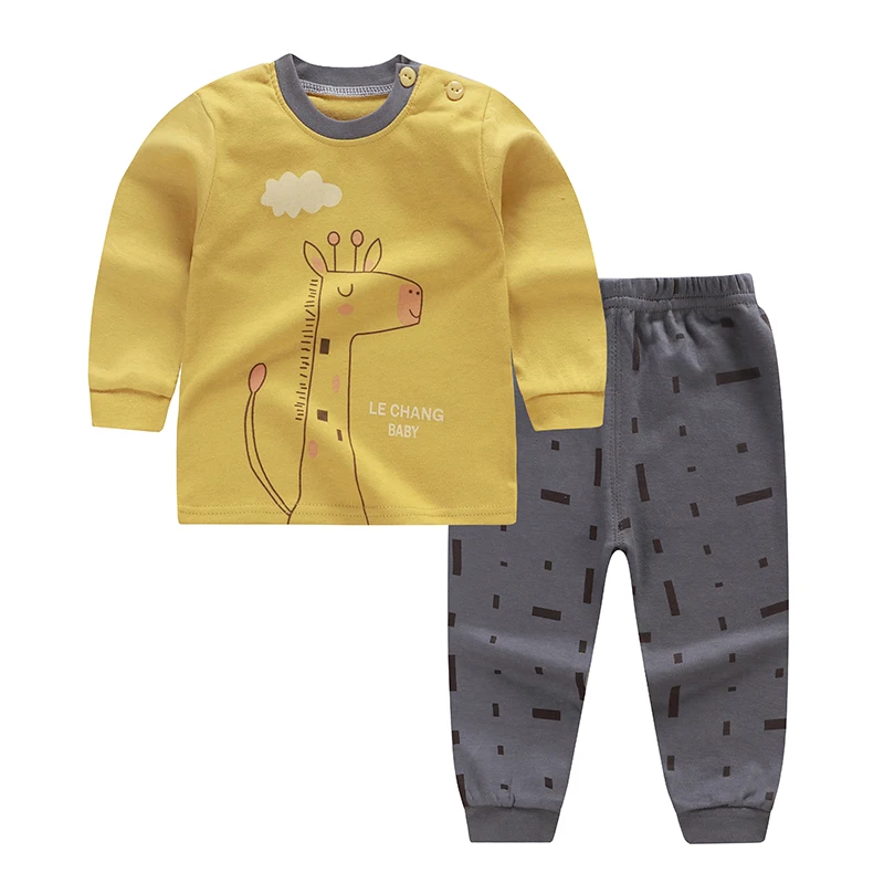 Cartoon Print Baby Pajamas Sets Cotton Boys Sleepwear Autumn Spring Girls Long Sleeve Tops+Pants 2p