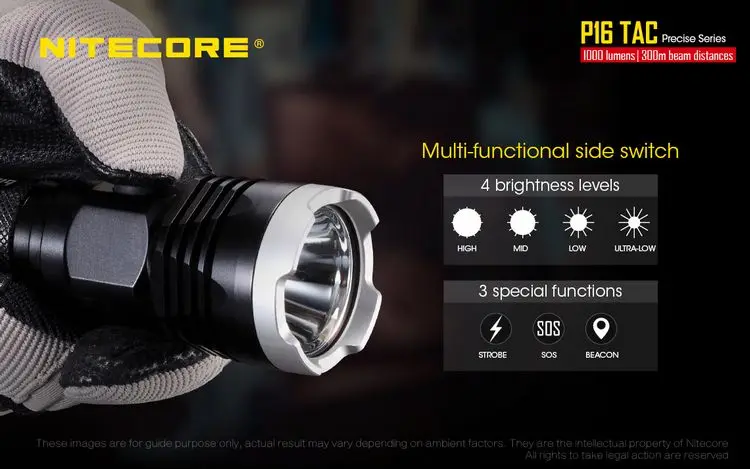 Lanterna de Resgate P16tac com Led Cree de 1850 Nitecore-lanterna Tática Bateria lm 5 High Quality Luzes e Iluminação