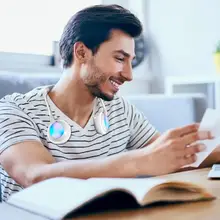  Neck Band Fan 3 Wind Speed Fan Mini USB Rechargeable Bladeless Neck Band Hanging LED Light Portable Neck Fan Desk Quiet polite 