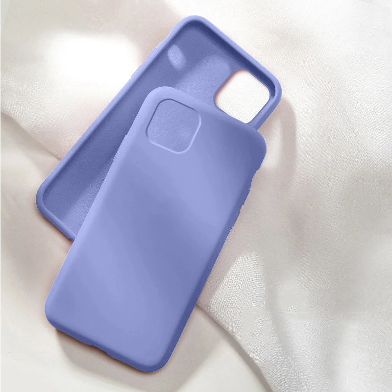 Роскошный официальный силиконовый чехол для iPhone 11 Pro MAX XS XR X чехол с логотипом для Apple iPhone 7 8 6S 6 Plus чехол funda - Цвет: 16.Light purple