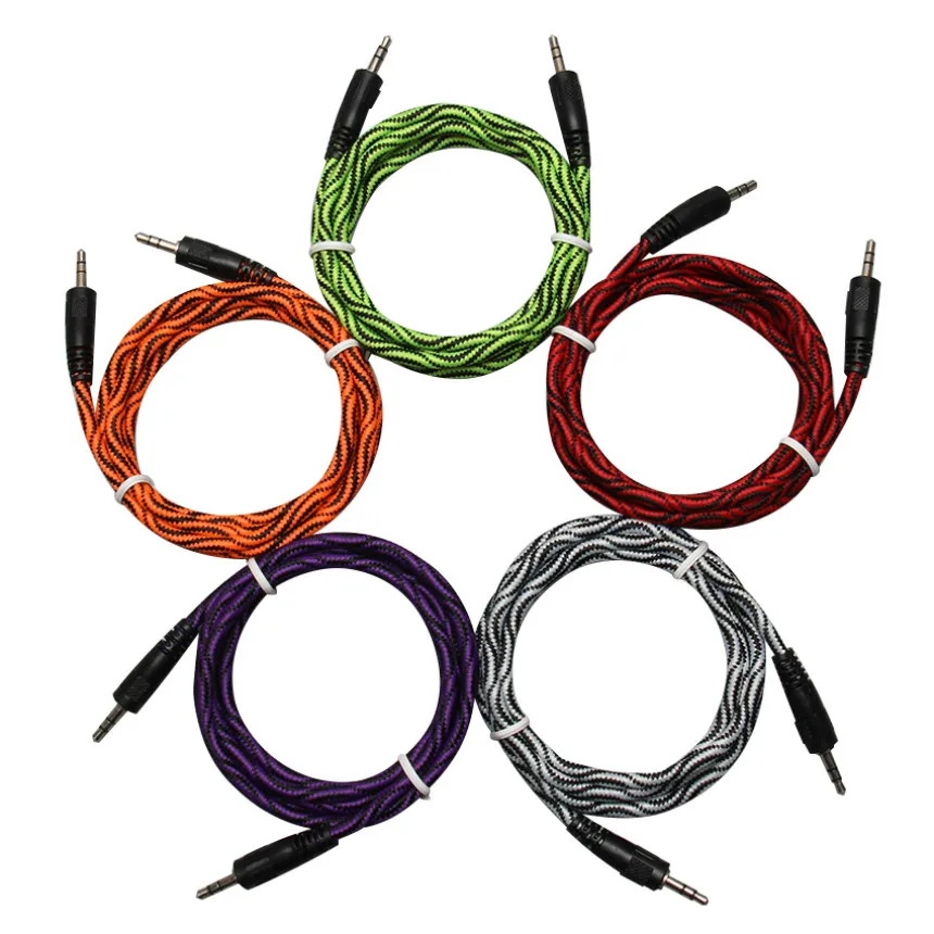 1 5M Aux Cable 3 5mm Jack Car Audio Nylon Braided AUX Cord Male to Male Wire For iPhone Headphone Beats Speaker MP3 4
