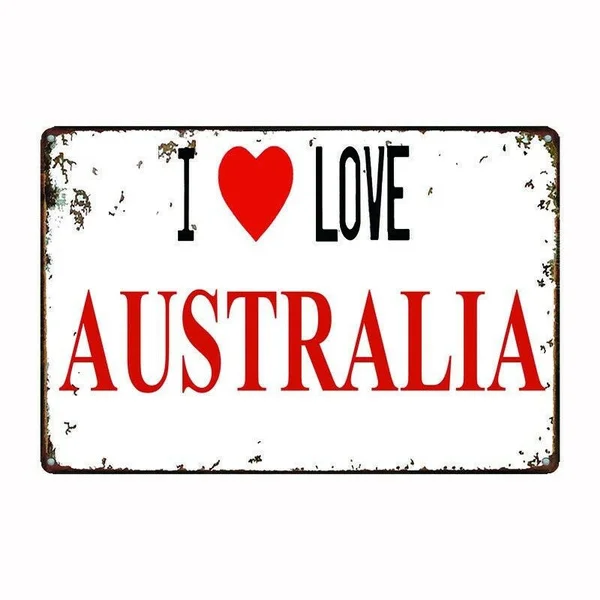 Металлический жестяной знак i love australia Decor Bar Pub Home Vintage Retro плакат для кафе ART | Дом и