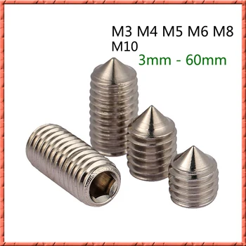 

10000pcs/lot M6*6 DIN914 Stainless steel hex socket set screw with cone point Machine meter tipless Non-standard customization