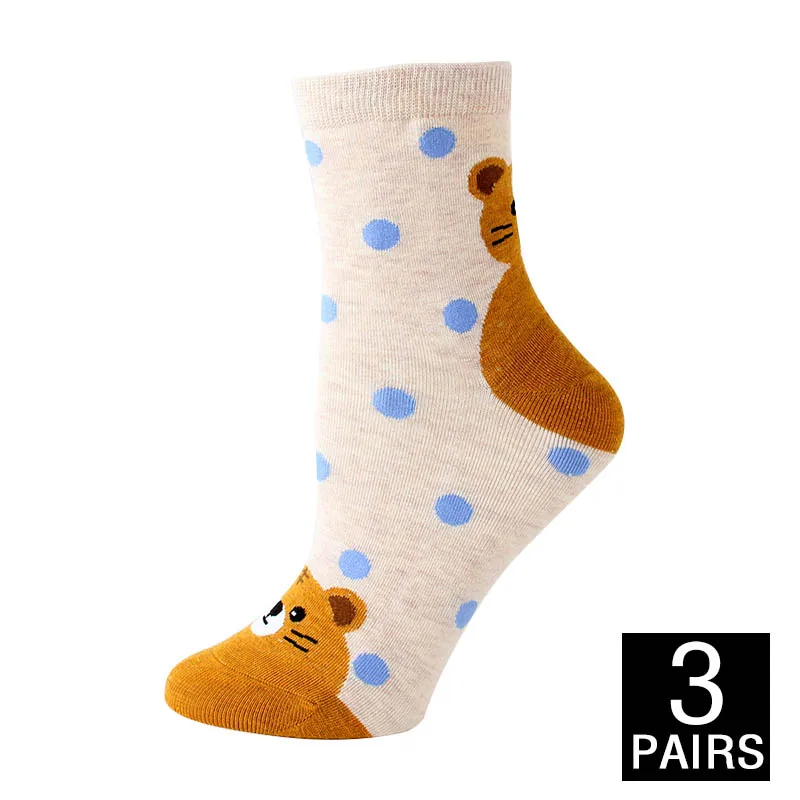 Cotton Socks For Women Harajuku funny Socks Cute Cartoon Fashion street Autumn Winter Print Female Sox 3 pairs/lot#F - Цвет: D 3pairs