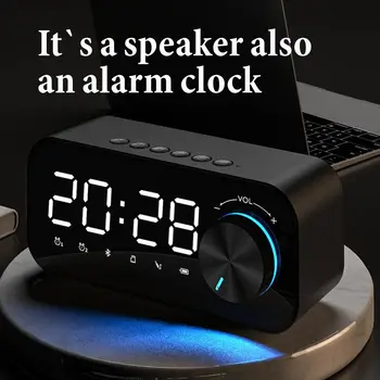 

Alarm Clock Bluetooth Outdoor Speaker Waterproof Portable Wireless Column Loudspeaker Box Support TF Card FM Radio Aux Input
